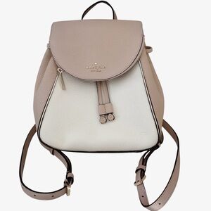 Kate Spade Leila Leather Backpack Taupe Cream